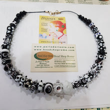 Load image into Gallery viewer, Special Murano Glass; Clear, Black &amp;White Necklace free Shipping
