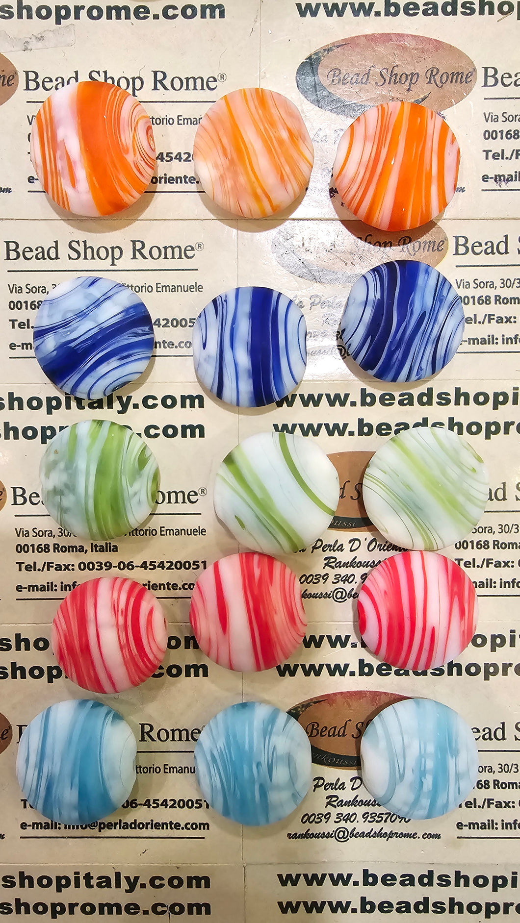 Wavy matt  Glass Beads coins 2 cm