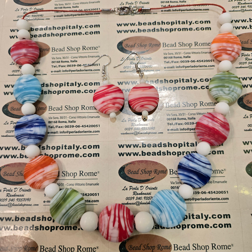 Summer colours satin Glass beads Set . Free shipping