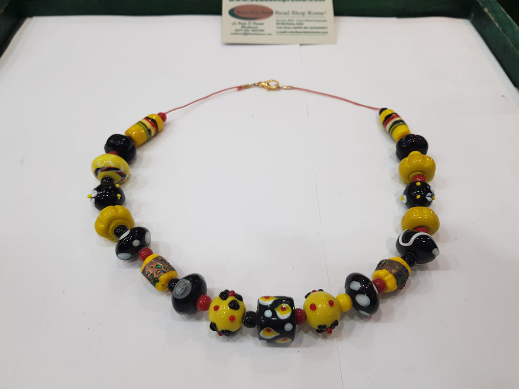 Yellow Black Necklace,  free shipping