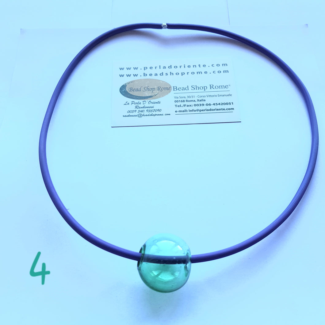 Necklace blown ball green transparent 4