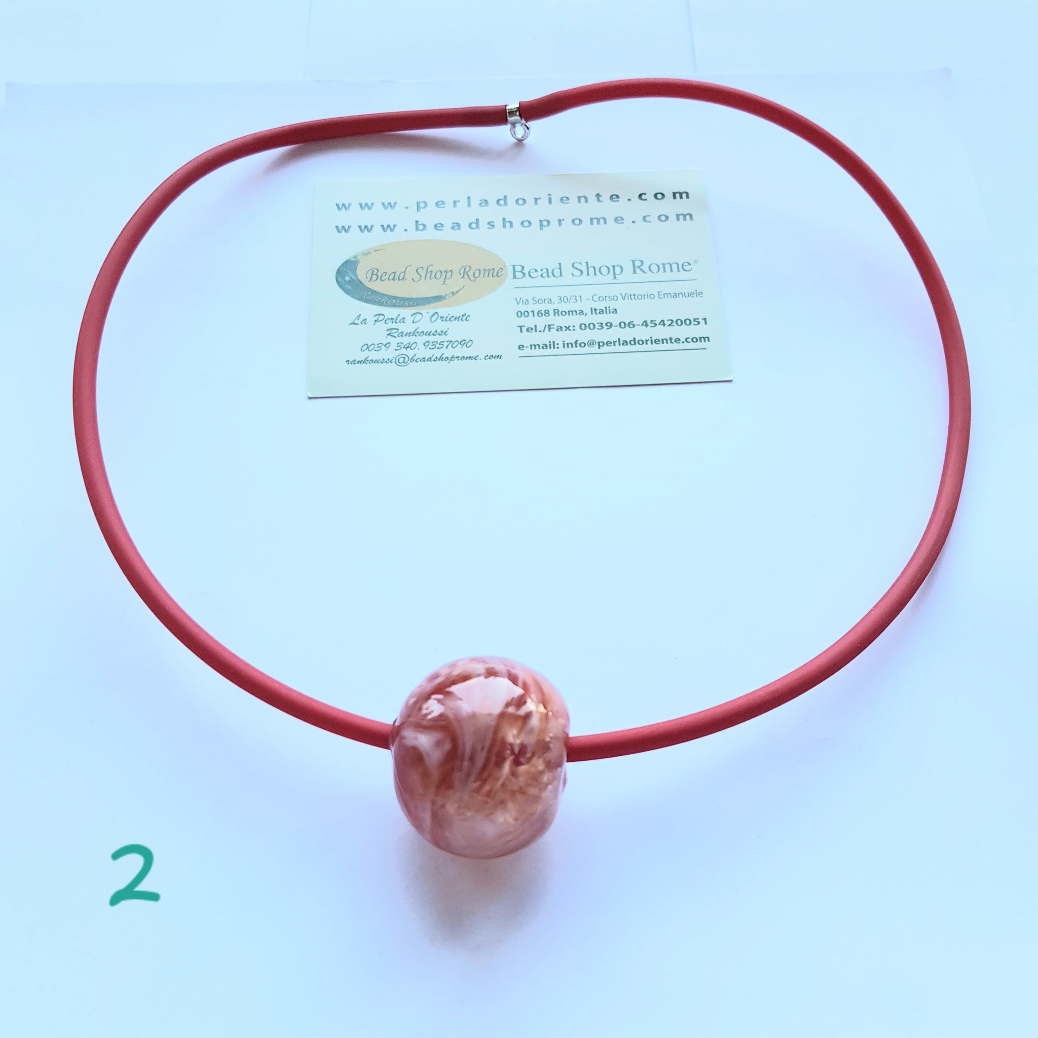 red spider lily necklace Necklace blown ball Orange red 2 – BeadShopRome