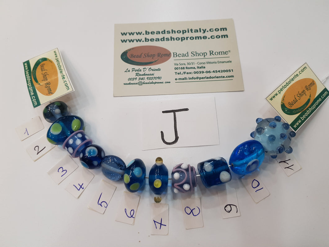 J Lampwork beads