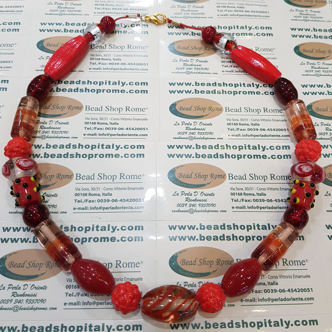 Red Passion Glass Beads Necklace